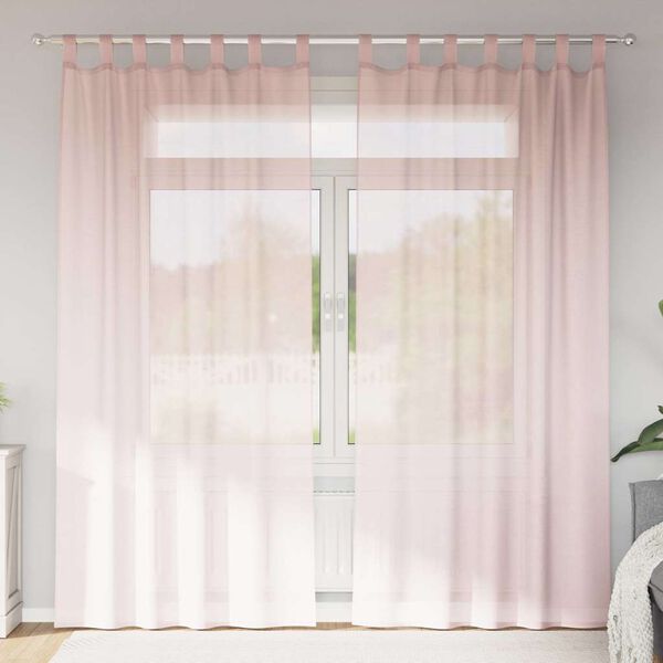 vidaXL Cortinas de gasa con bolsillos para varillas 2 uds. rosa claro