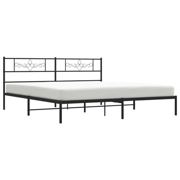 vidaXL Estructura cama sin colch&oacute;n con cabecero metal negro 180x200 cm