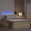 vidaXL Cama con almacenamiento y LED Crema 120 x 200 cm Poliéster