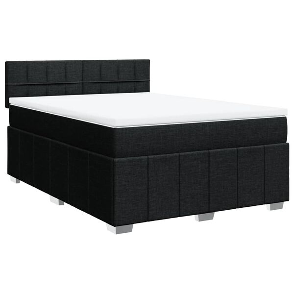 vidaXL Cama box spring con colch&oacute;n tela negro 160x200 cm
