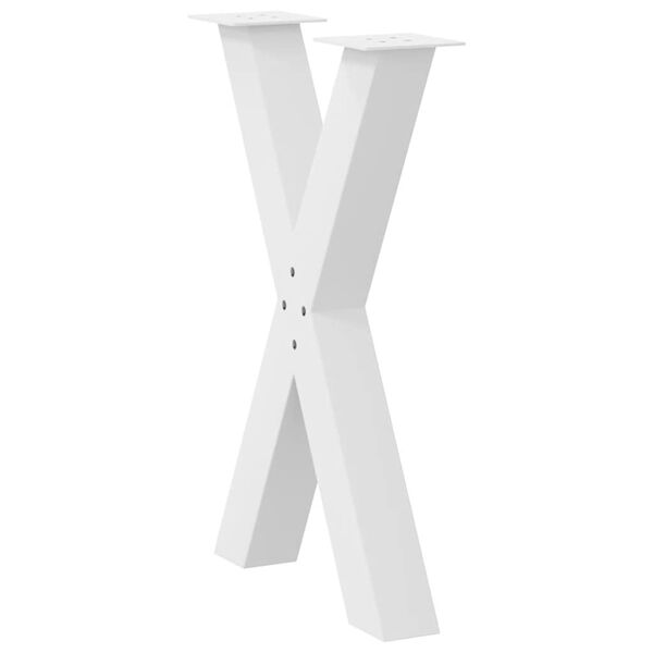 vidaXL Patas para mesa de comedor en forma de X (2 unidades), color blanco, 50 x (72-73) cm, acero