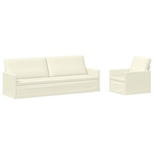 vidaXL Juego de Sof&aacute; 2 pcs Crema Tela de Pana