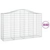 vidaXL Cestas gaviones 40 uds forma de arco hierro 200x50x120/140 cm