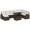 vidaXL Conjunto de sof&aacute; de jard&iacute;n 9 uds. Marr&oacute;n y crema