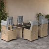 vidaXL Set comedor de jard&iacute;n 7 pzas con cojines rat&aacute;n sint&eacute;tico beige