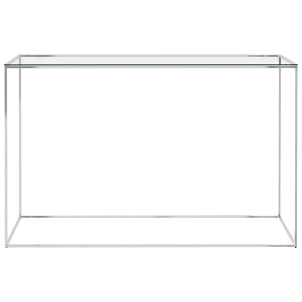 vidaXL Mesa auxiliar acero inoxidable y vidrio plateado 120x40x78 cm