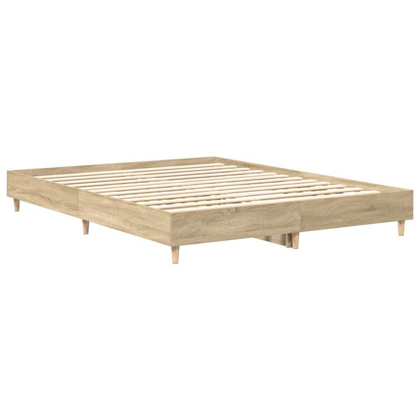 vidaXL Estructura de cama sin colch&oacute;n madera roble Sonoma 140x200 cm