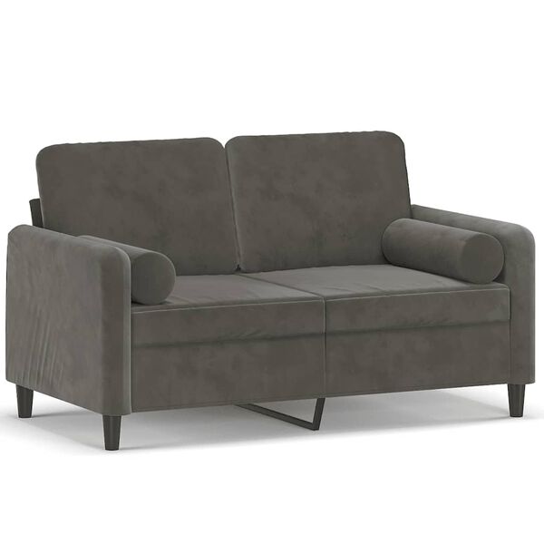 vidaXL Sof&aacute; 2 plazas almohadas y cojines terciopelo gris oscuro 120 cm
