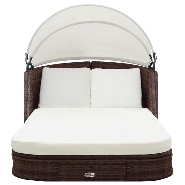 vidaXL Tumbona con dosel ratán sintético marrón