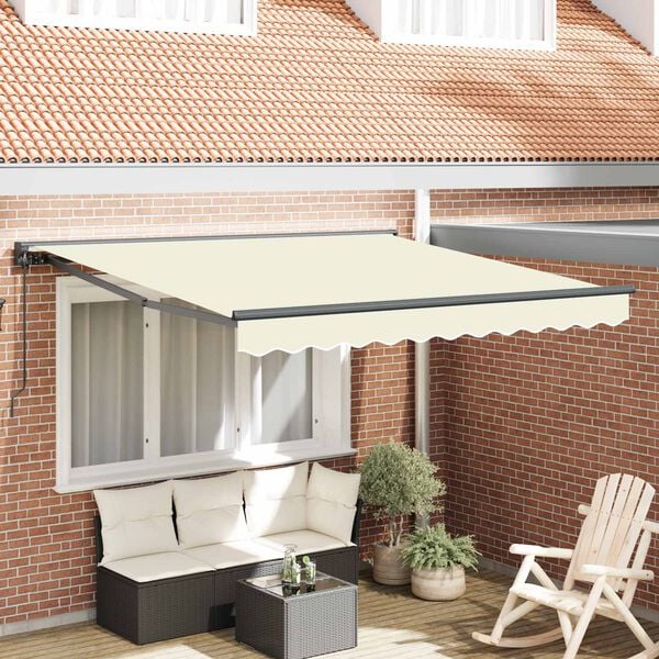 vidaXL Toldo Retr&aacute;ctil Manual Crema 300 x 250 cm Aluminio y Tela