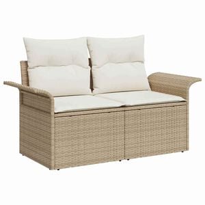 vidaXL Sof&aacute; de jard&iacute;n con coj&iacute;n Beige 141 x 62 x 69 cm rat&aacute;n sint&eacute;tico