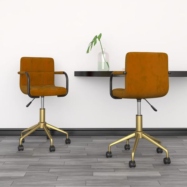 vidaXL Sillas de comedor giratorias 2 unidades terciopelo marr&oacute;n