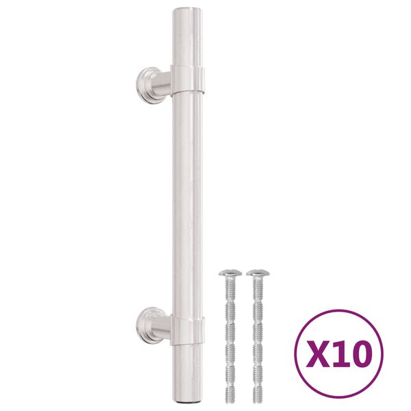 vidaXL Tiradores para armarios 10 uds acero inoxidable plateado 96 mm