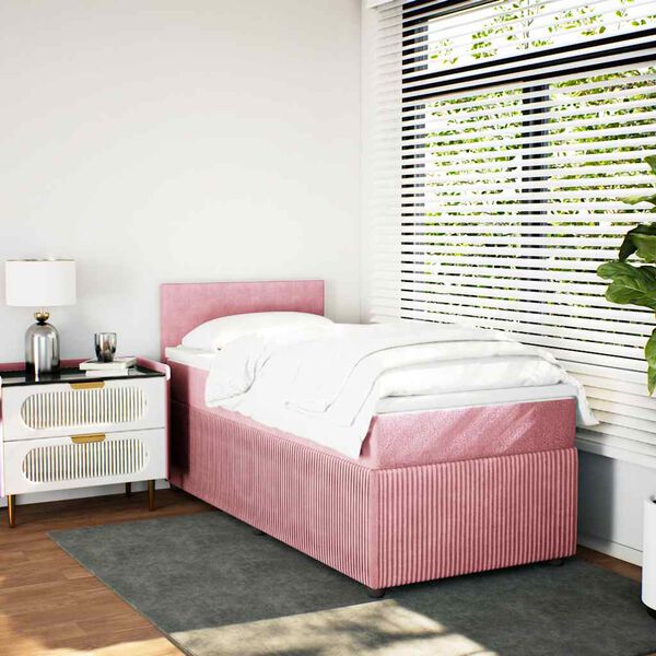 vidaXL Cama box spring con colch&oacute;n terciopelo rosa 100x200 cm