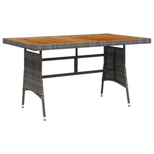 vidaXL Mesa de jard&iacute;n rat&aacute;n PE y acacia maciza gris 130x70x72 cm