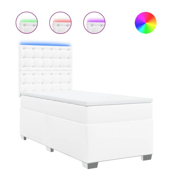 vidaXL Cama box spring con colch&oacute;n cuero sint&eacute;tico blanco 90x190 cm