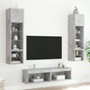 vidaXL Muebles TV pared con LED 6 pzas madera ingenier&iacute;a gris hormig&oacute;n