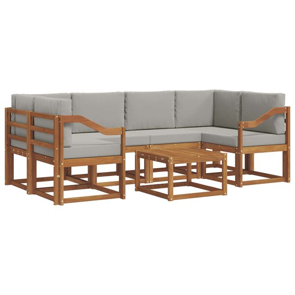 vidaXL Conjunto de sof&aacute;s de exterior 7 pcs Gris Natural y Claro
