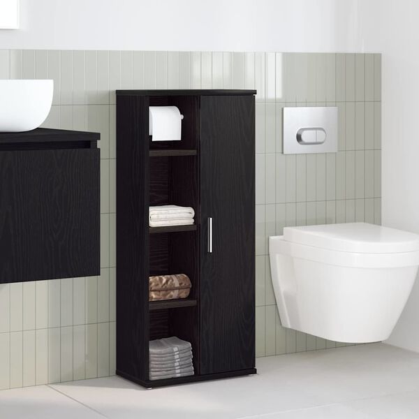 vidaXL Mueble de baño con portarrollos negro 39x22x90 cm