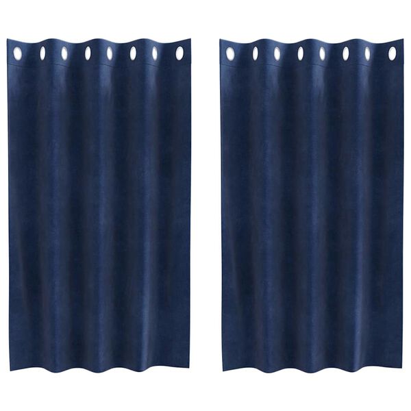 vidaXL Cortinas opacas 2 pcs Azul Oscuro 140 x 140 cm Terciopelo