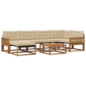 vidaXL Conjunto de sof&aacute;s de exterior con coj&iacute;n 7 pcs Natural y Beige