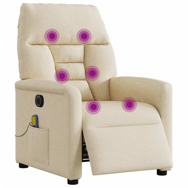 vidaXL Sill&oacute;n reclinable de masaje el&eacute;ctrico tela color crema