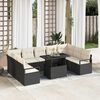 vidaXL Conjunto de sof&aacute; de jard&iacute;n 10 pcs Negro Polirat&aacute;n