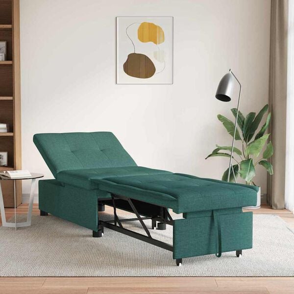 vidaXL Sof&aacute; cama desplegable Verde oscuro 194 x 50 x 82 cm tela