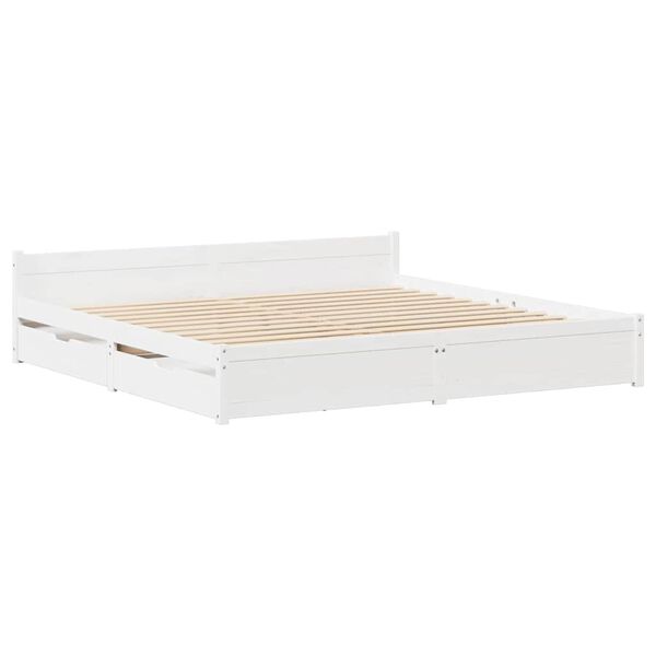 vidaXL Estructura de cama sin colch&oacute;n madera de pino blanca 150x200 cm
