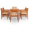 vidaXL Set comedor de jard&iacute;n 7 pzas y cojines madera maciza de acacia