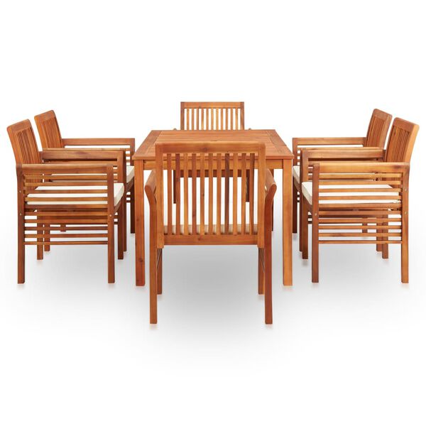 vidaXL Set comedor de jard&iacute;n 7 pzas y cojines madera maciza de acacia