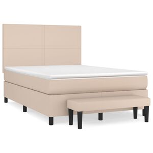 vidaXL Cama box spring con colch&oacute;n cuero sint&eacute;tico capuchino 140x190cm