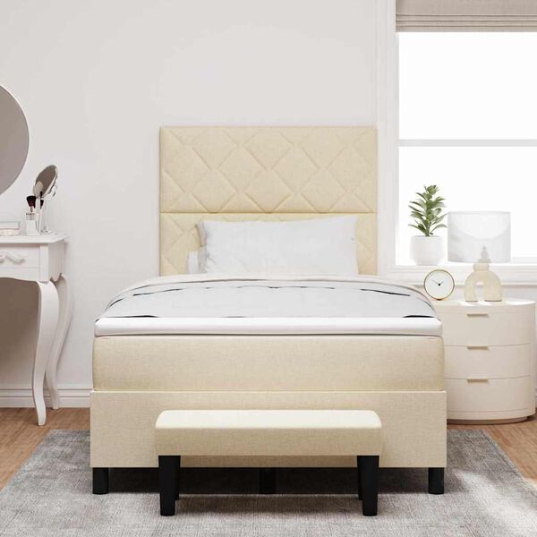 vidaXL Cama tipo Box Spring con colch&oacute;n Crema 120 x 190 cm tela