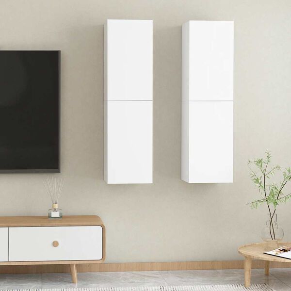 vidaXL Muebles para TV 2 uds contrachapada blanco 30,5x30x110 cm