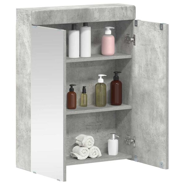 vidaXL Armario con espejo de ba&ntilde;o con estante TULUM Gris Concreto