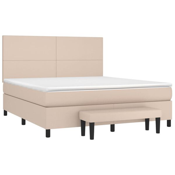 vidaXL Cama box spring con colch&oacute;n cuero sint&eacute;tico capuchino 180x200cm