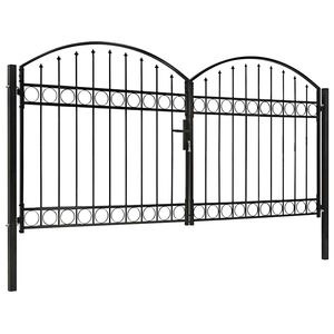 vidaXL Puerta de valla ASSEN de doble puerta con arco superior de acero 300x125 cm