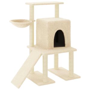 vidaXL Rascador para gatos con postes de sisal color crema 96,5 cm
