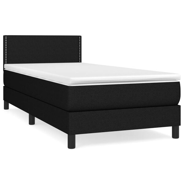vidaXL Cama box spring con colch&oacute;n tela negro 100x200 cm