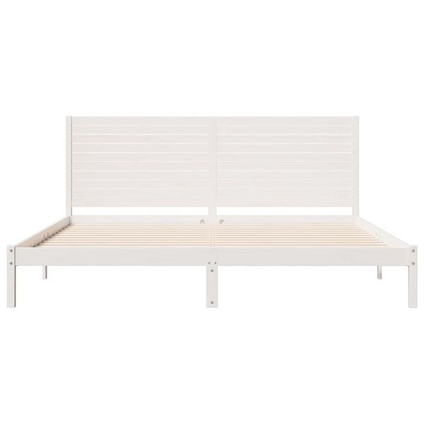 vidaXL Cama extralarga sin colch&oacute;n madera maciza blanca 200x210 cm