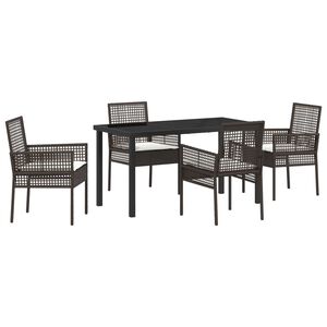vidaXL Conjunto de Comedor de Jard&iacute;n 5 pcs Marr&oacute;n rat&aacute;n sint&eacute;tico