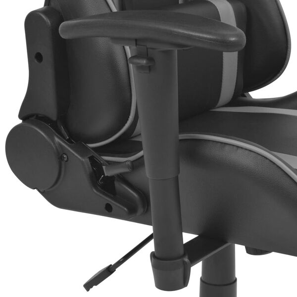vidaXL Silla de escritorio Racing reclinable de cuero artificial gris