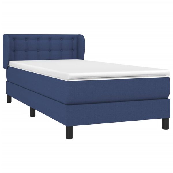 vidaXL Cama box spring con colch&oacute;n tela azul 90x190 cm