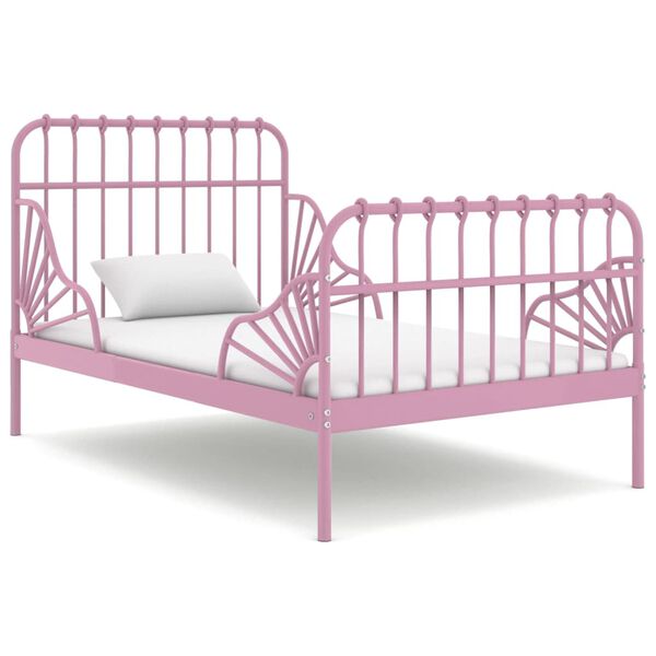 vidaXL Estructura cama extensible sin colchón metal rosa 80x130/200 cm