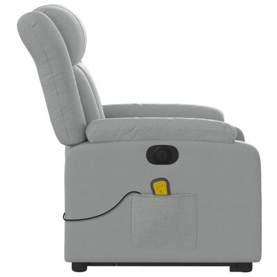 vidaXL Sillón de masaje eléctrico reclinable elevable tela gris claro