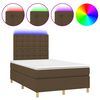 vidaXL Cama box spring con colch&oacute;n y LED tela marr&oacute;n oscuro 120x190 cm