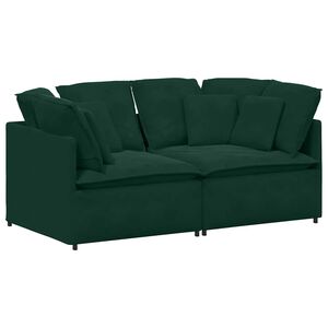 vidaXL Sof&aacute; modular con cojines de terciopelo verde oscuro