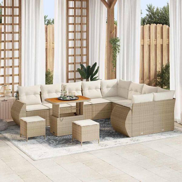 vidaXL Conjunto de sofás de jardín 12 pcs Beige ratán sintético