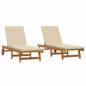 vidaXL Tumbona 2-persona 2 pcs Marr&oacute;n Madera de Acacia S&oacute;lida