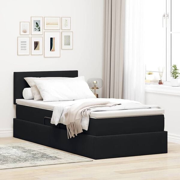 vidaXL Cama con almacenamiento Negro 100 x 200 cm Terciopelo
